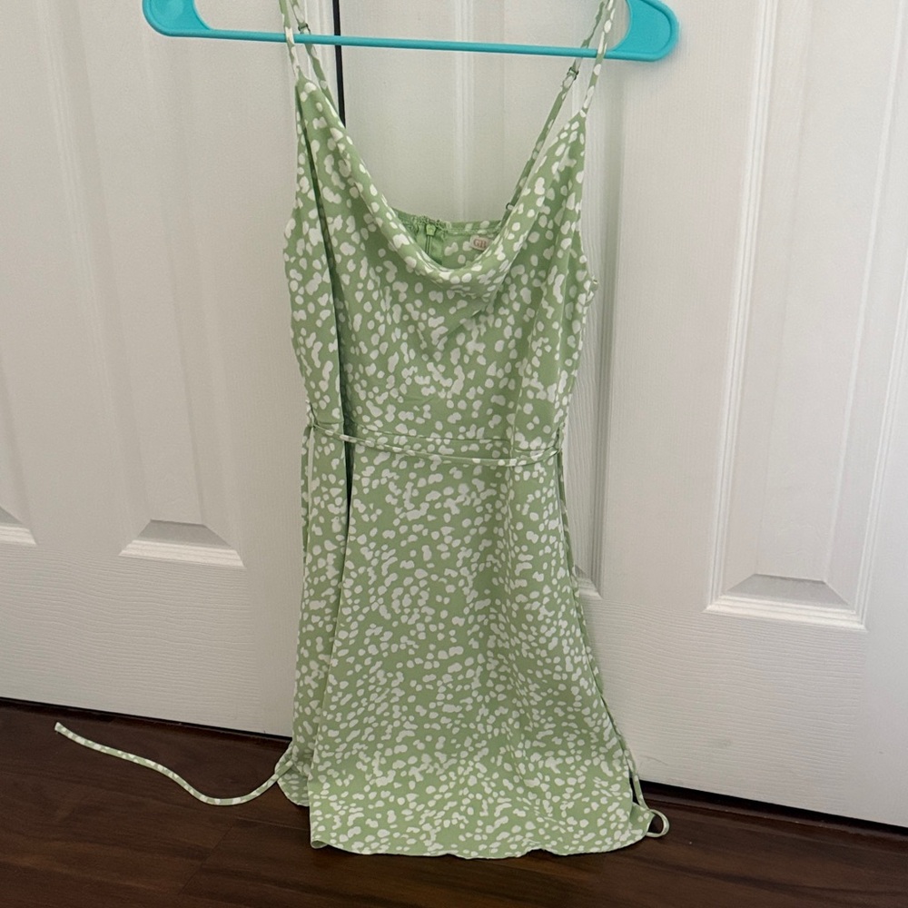 Gianni Bini Light Green and White Mini Dress